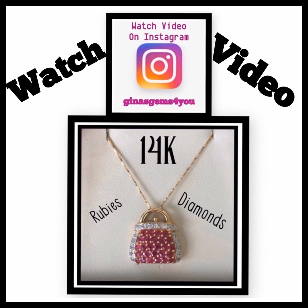❌SOLD❌ 14k Ruby & Diamond PURSE Necklace - Picture 4 of 17